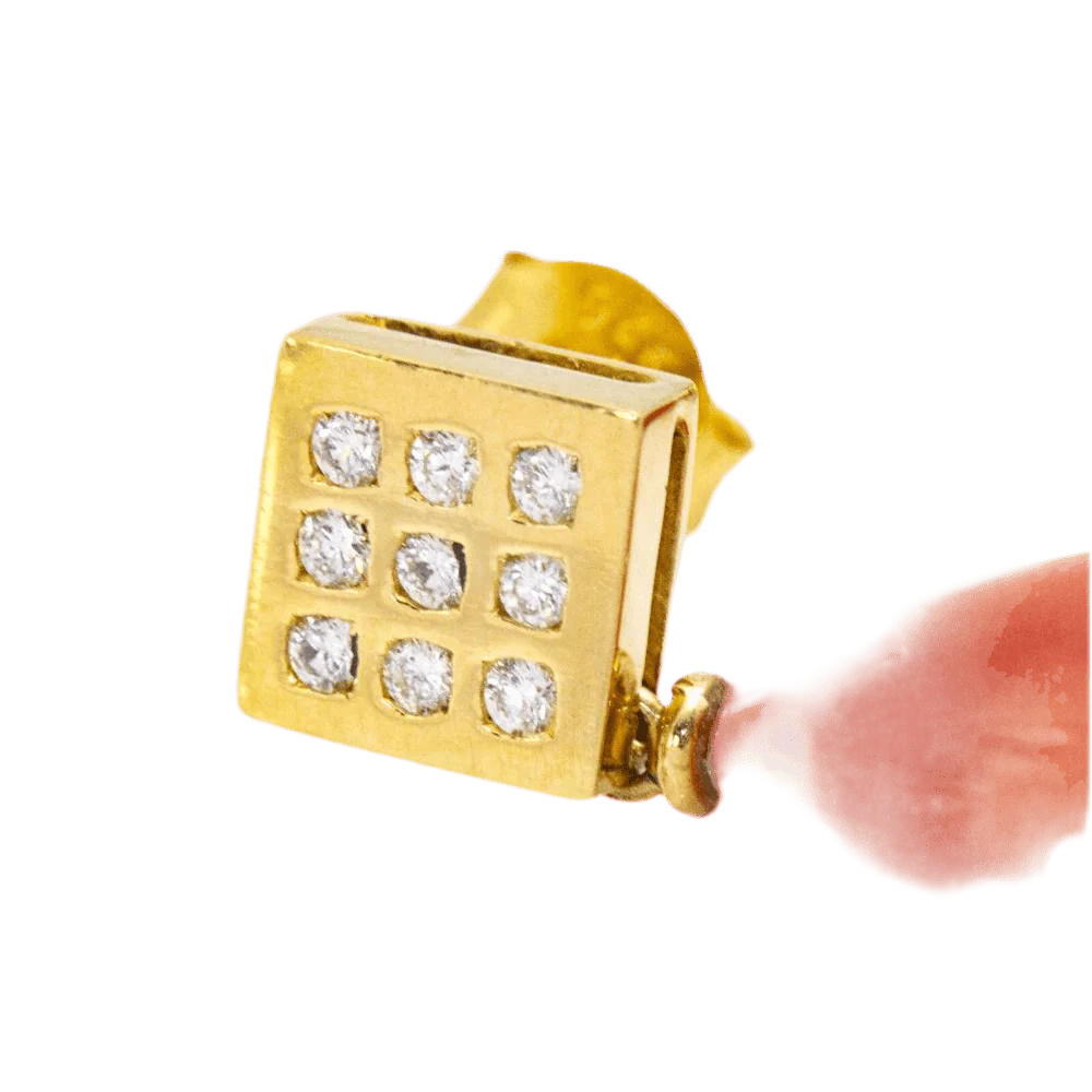 Boucles d'oreilles en or jaune, corail et diamants - Image 4