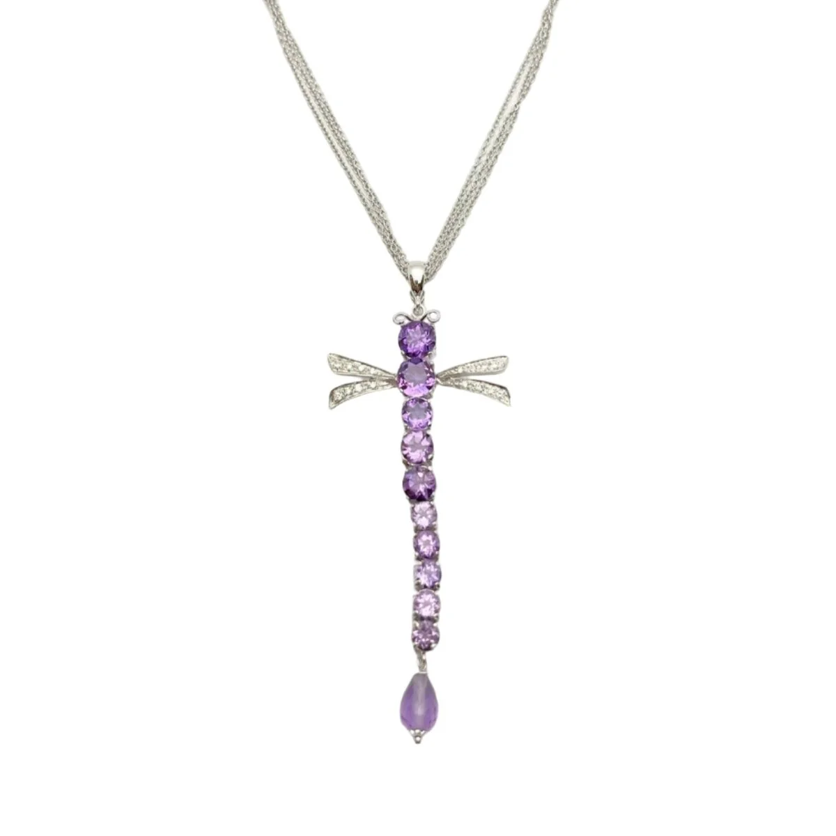Collier en or blanc, améthystes et diamants