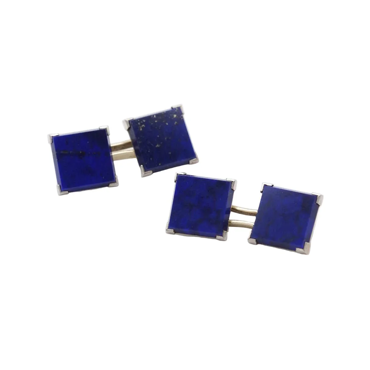 Boutons de manchette en or blanc et lapis-lazuli