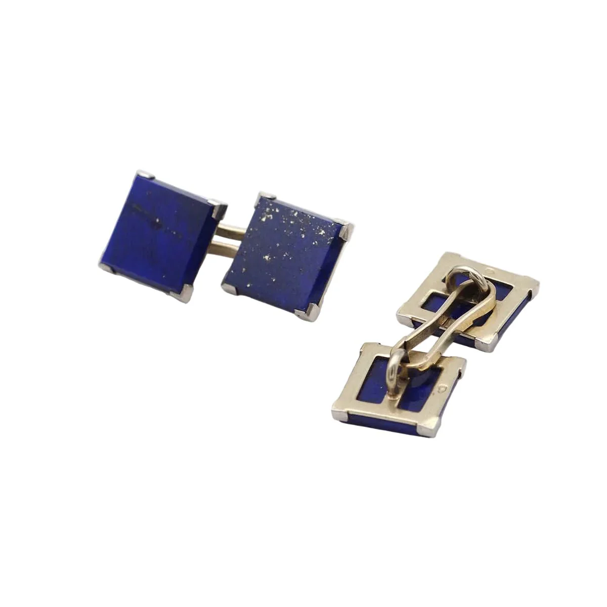 Boutons de manchette en or blanc et lapis-lazuli - Image 2