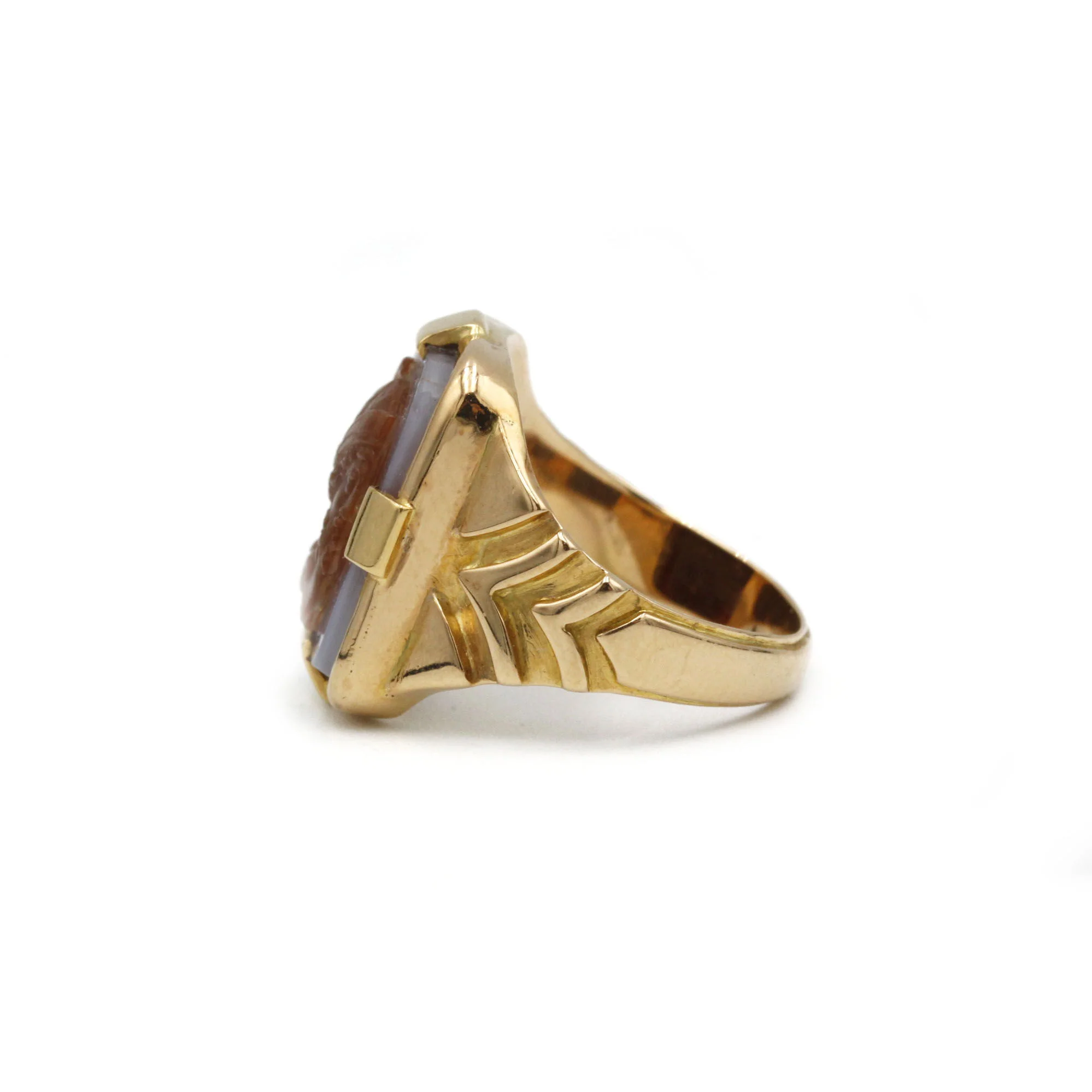 Bague Chevalière - Or & Camée Agate - Image 3