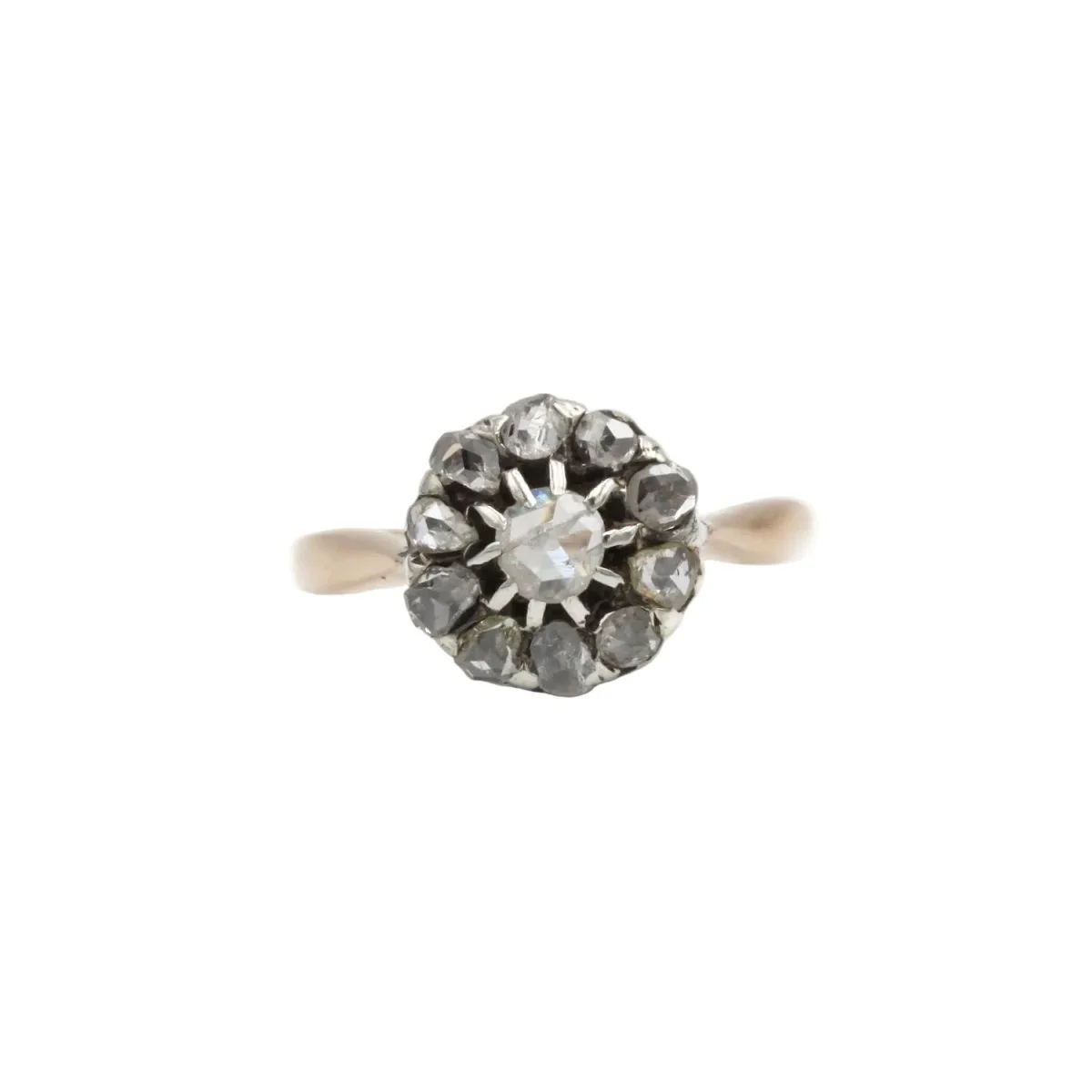 Bague Marguerite en or jaune, platine et diamants