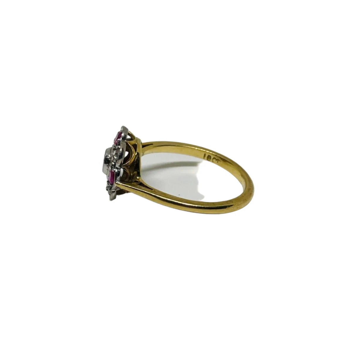 Bague marguerite art déco rubis et diamants - Image 2