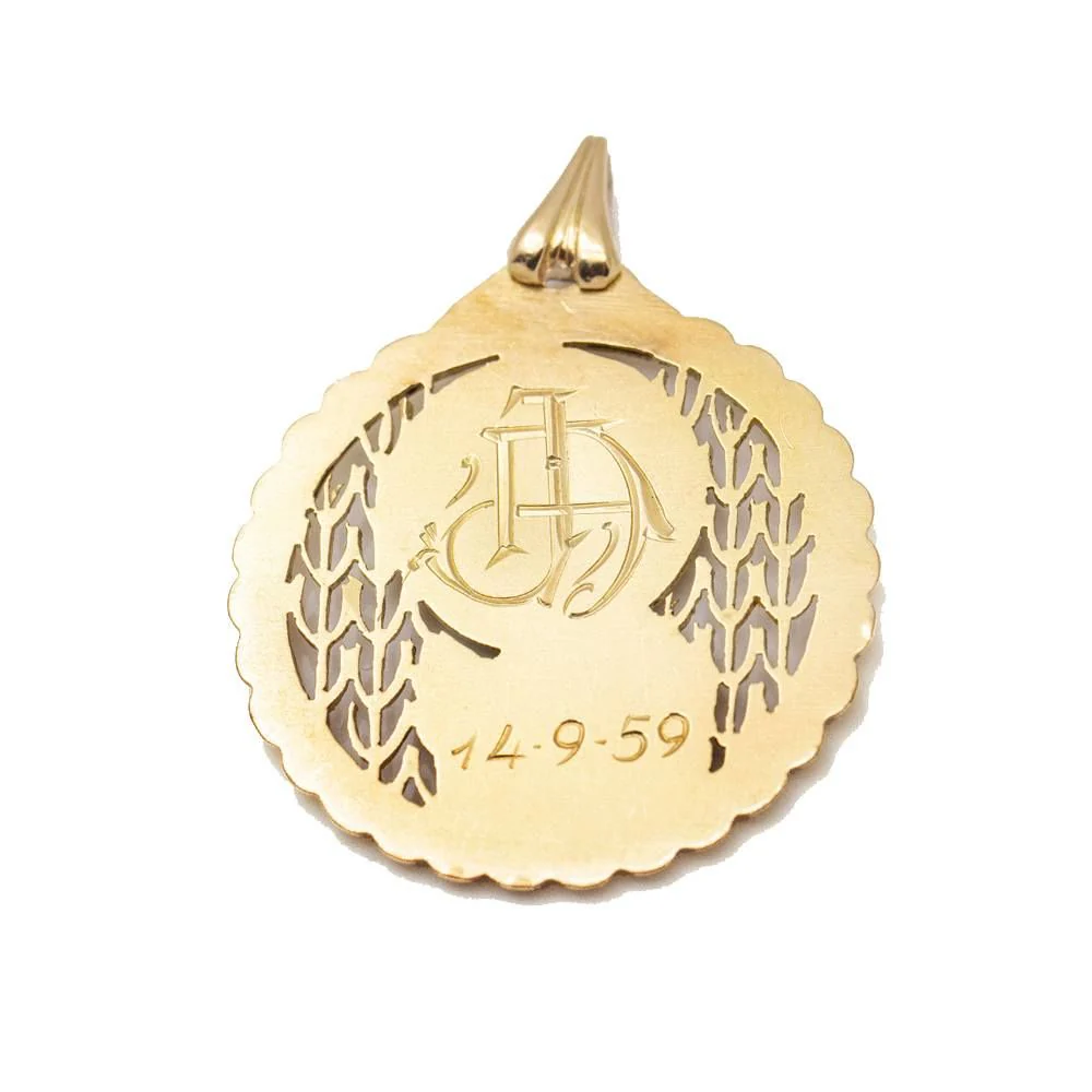 Pendentif Médaille 1959 en or jaune. Deuxième main - Image 3