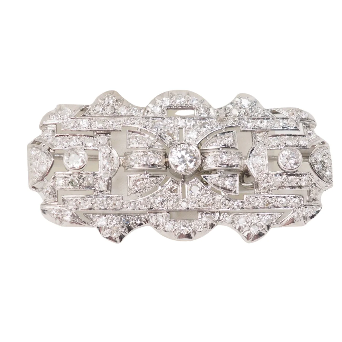 Broche Art Déco en platine et diamants