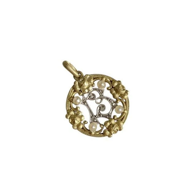 Pendentif Art Nouveau porte bonheur "13" en or 18k
