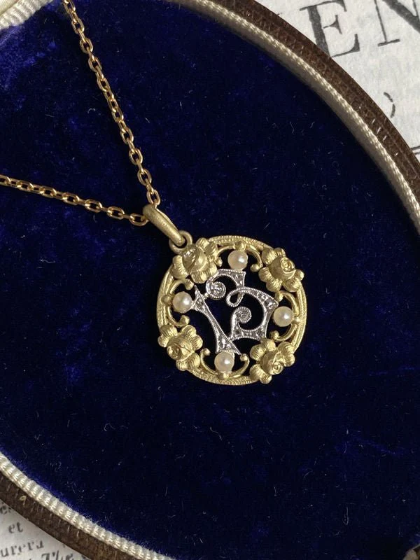 Pendentif Art Nouveau porte bonheur "13" en or 18k - Image 4