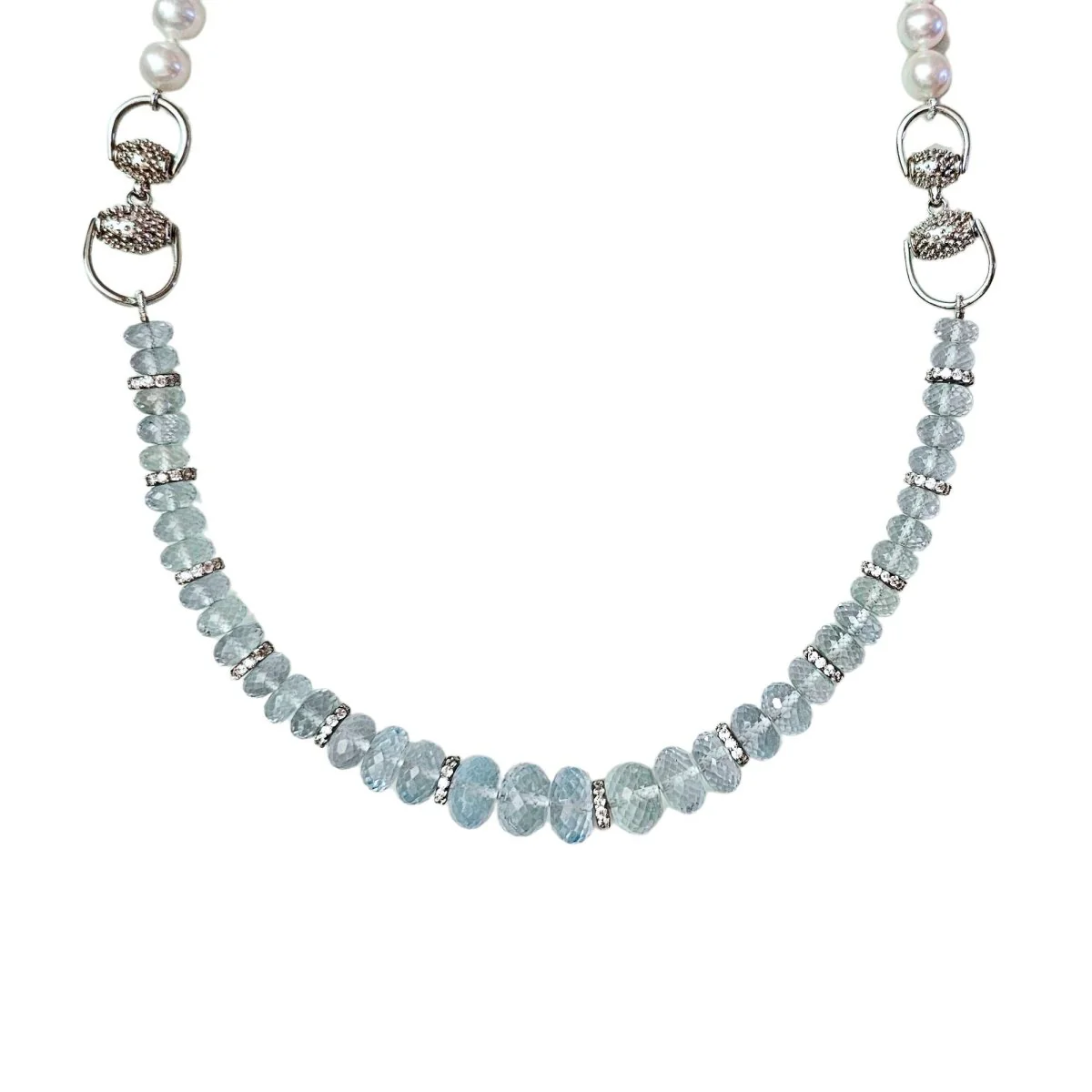 Collier Sautoir en argent, perles et topazes - Image 4