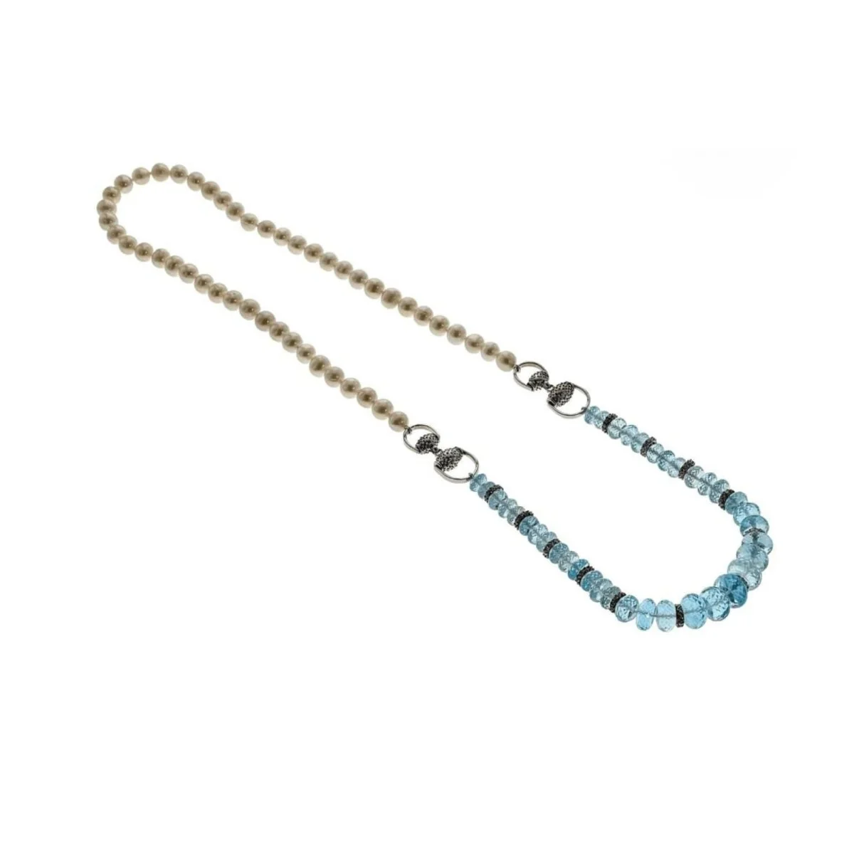 Collier Sautoir en argent, perles et topazes - Image 9