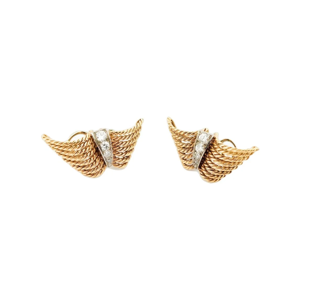 Boucles d'oreilles Clip en or jaune et diamants