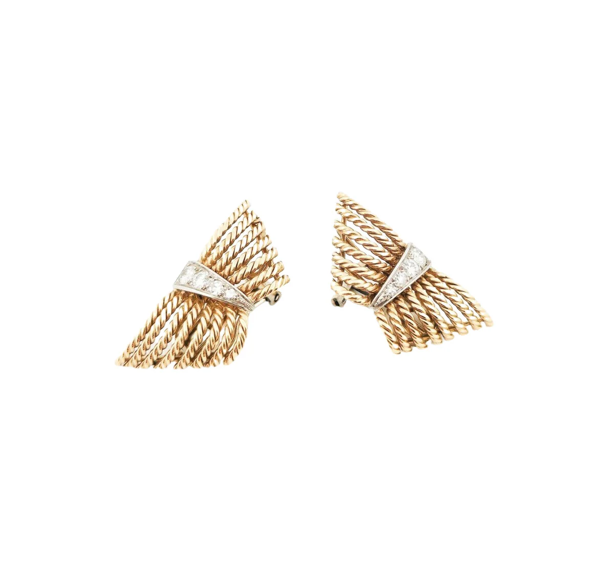 Boucles d'oreilles Clip en or jaune et diamants - Image 4