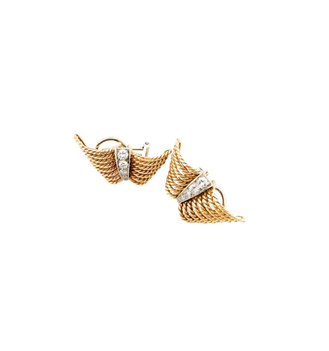 Boucles d'oreilles Clip en or jaune et diamants - Image 5