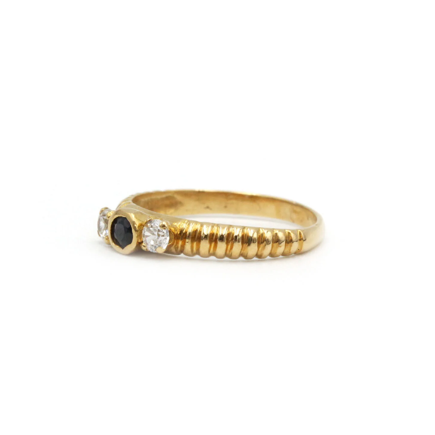 Bague - Or jaune, saphir et diamants - Image 3