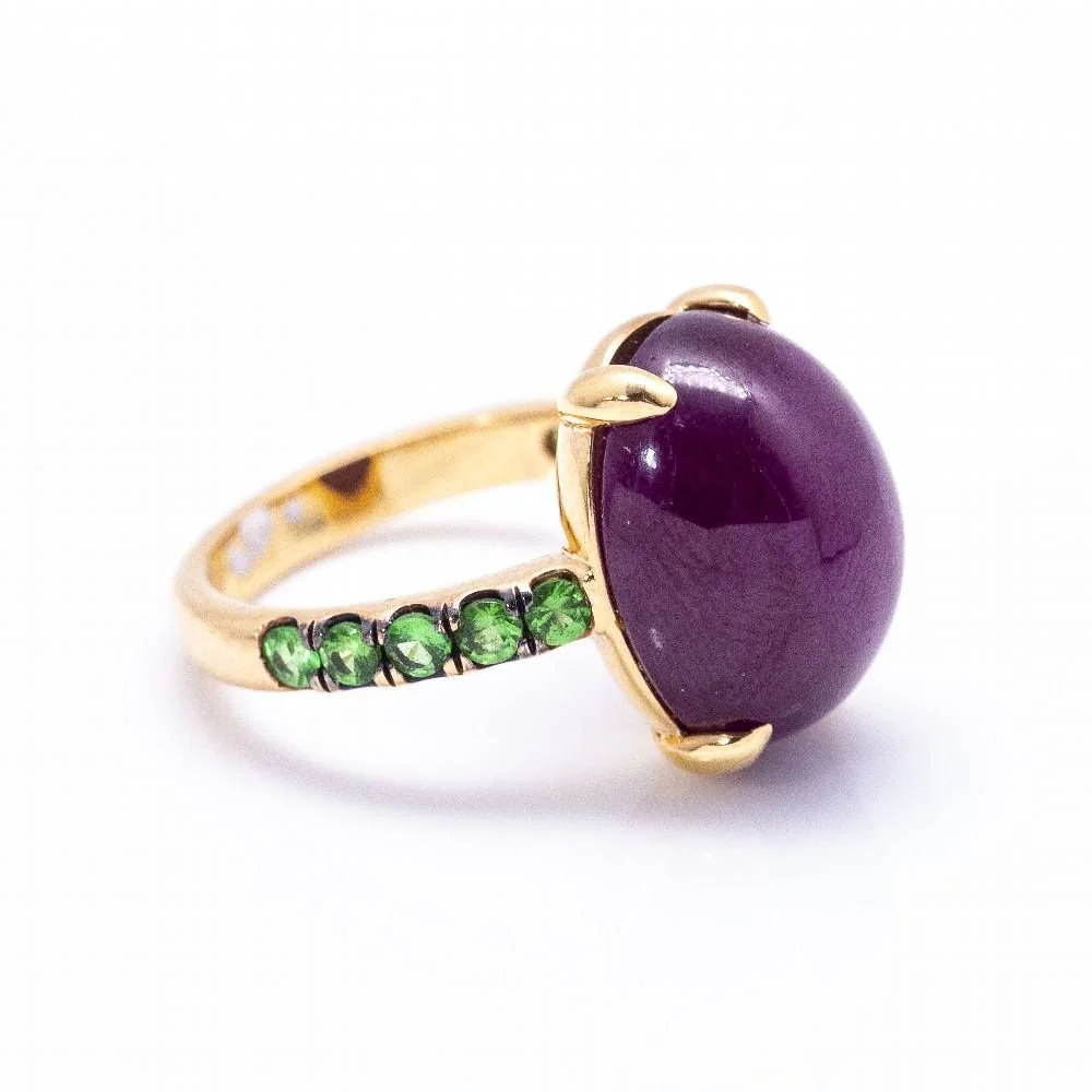 Bague Cocktail en or jaune, grenat et rubis - Image 5