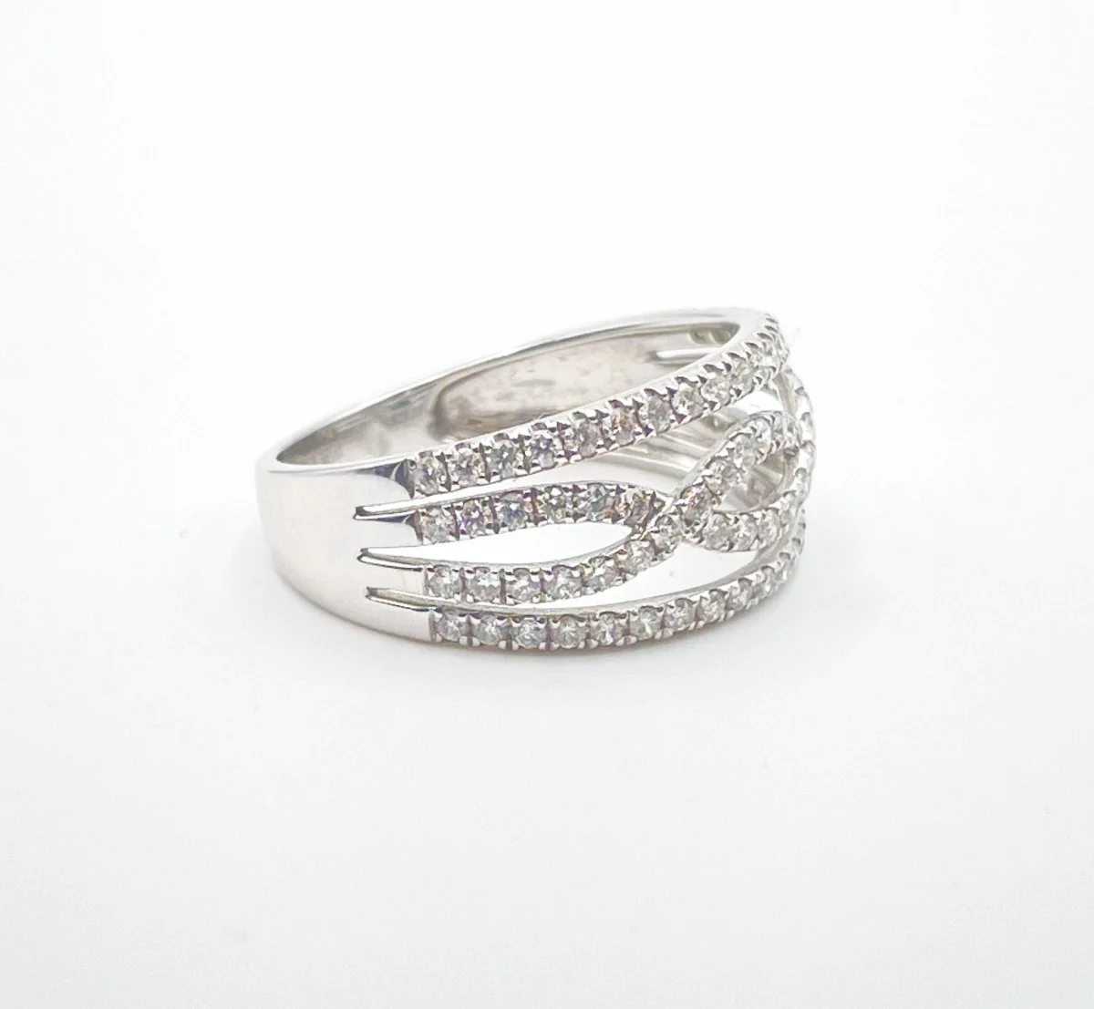 Bague en diamants brillants torsadés - Image 5