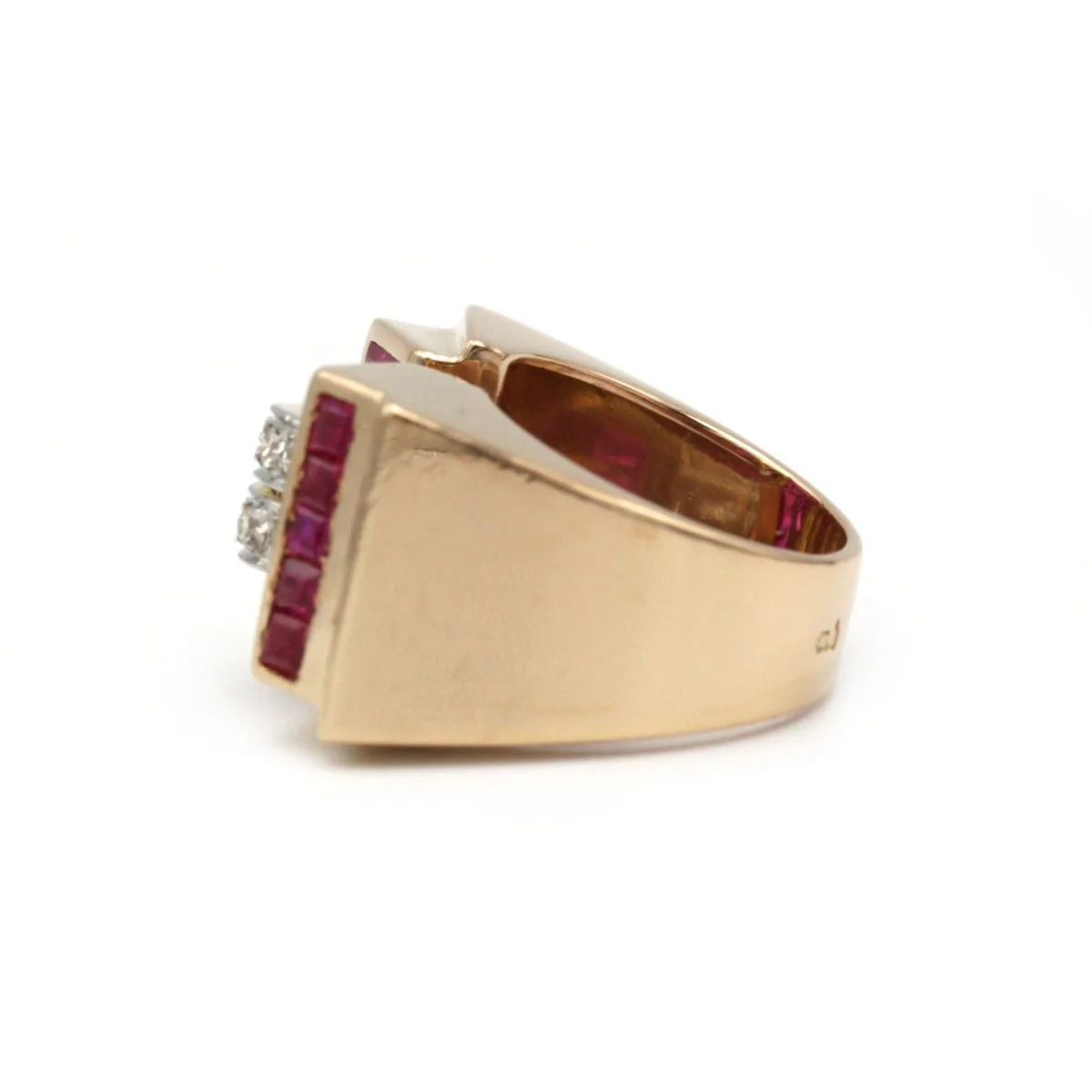 Bague TANK - Or, Platine, Diamants et Rubis - Image 2