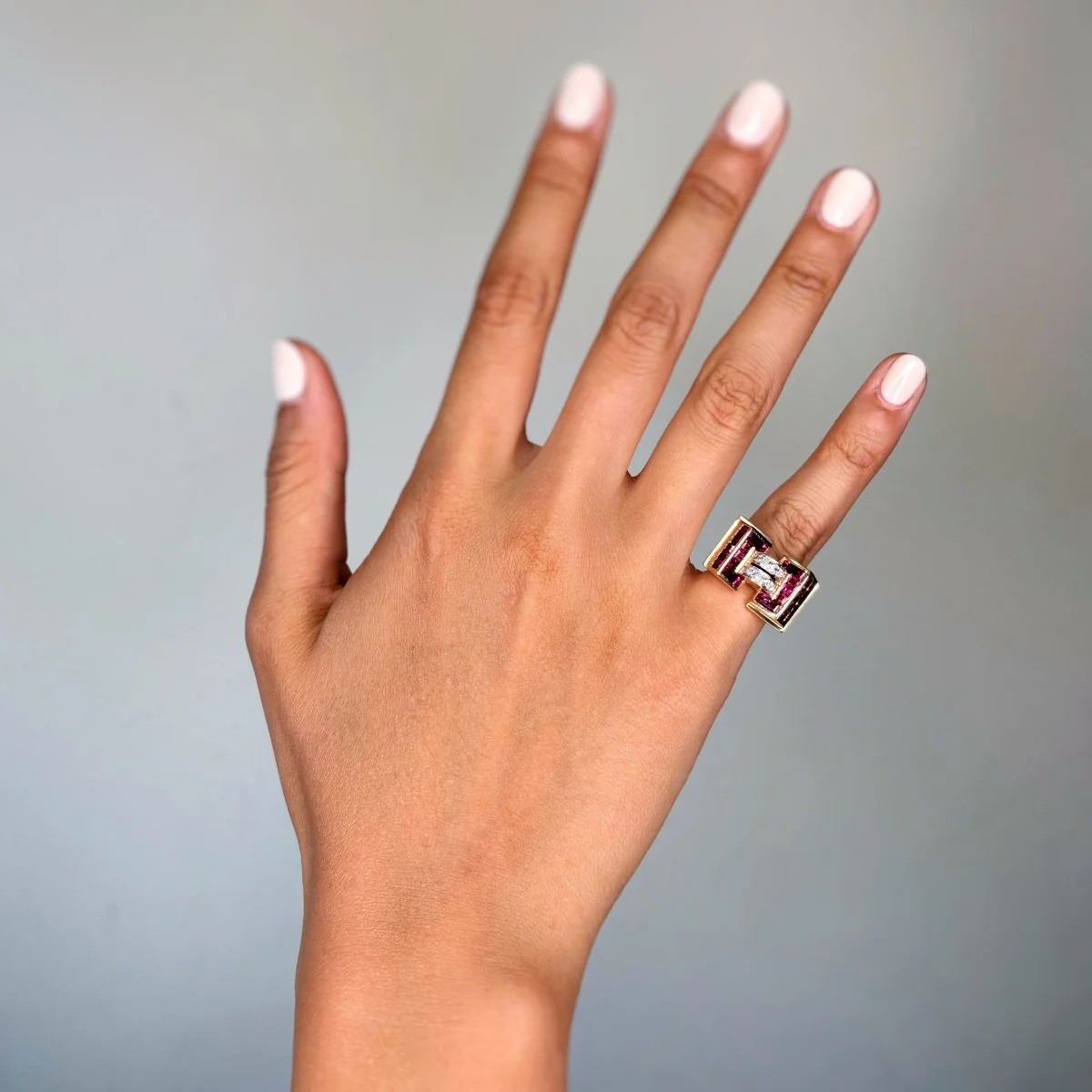 Bague TANK - Or, Platine, Diamants et Rubis - Image 5