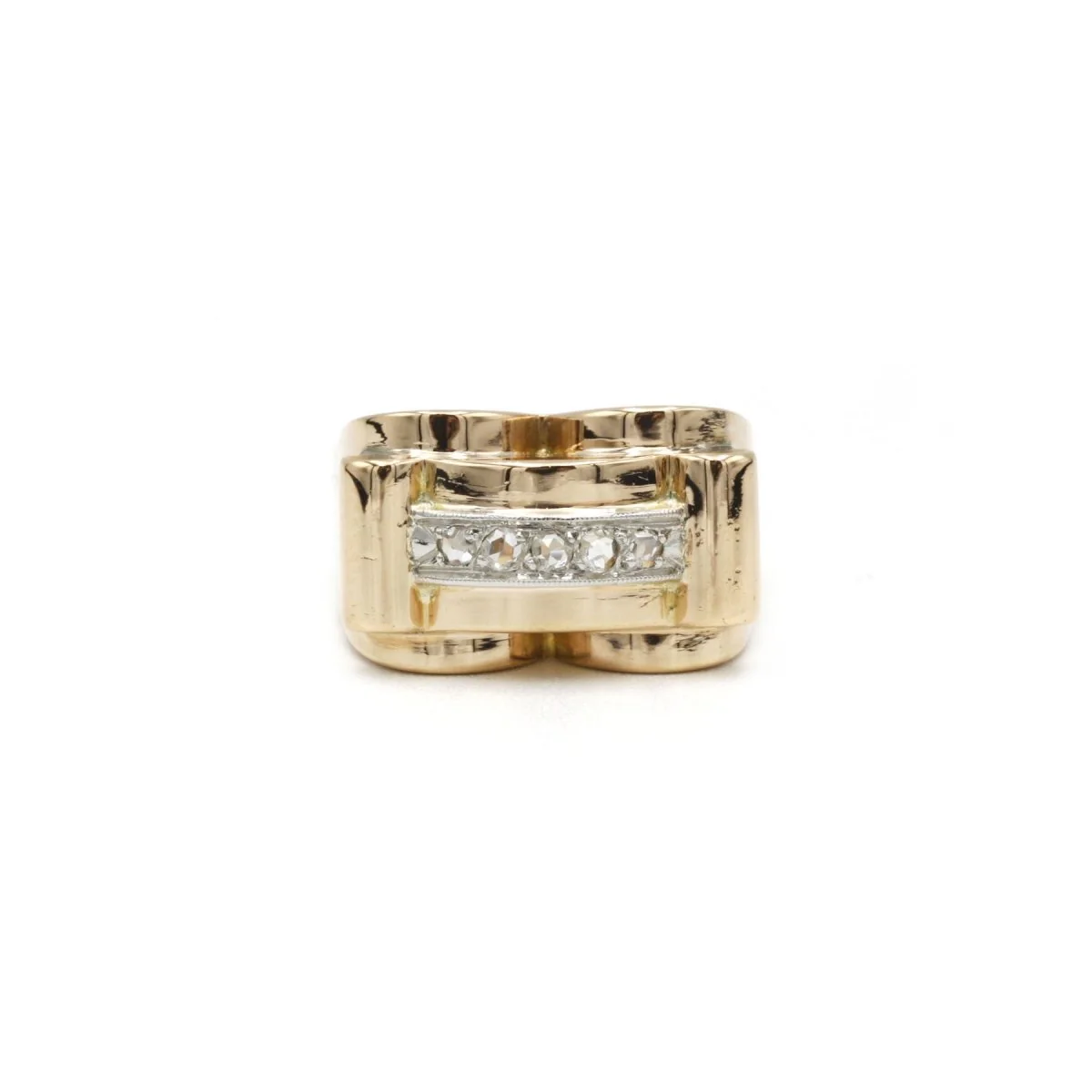 Bague TANK - Or, Platine & Diamants