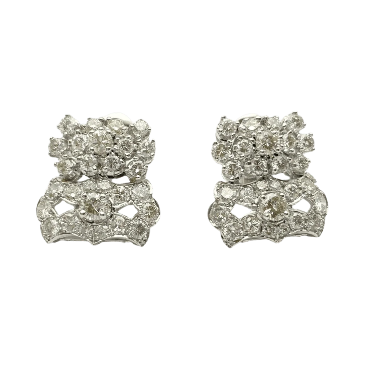 Boucles d'oreilles Clips en platine et diamants