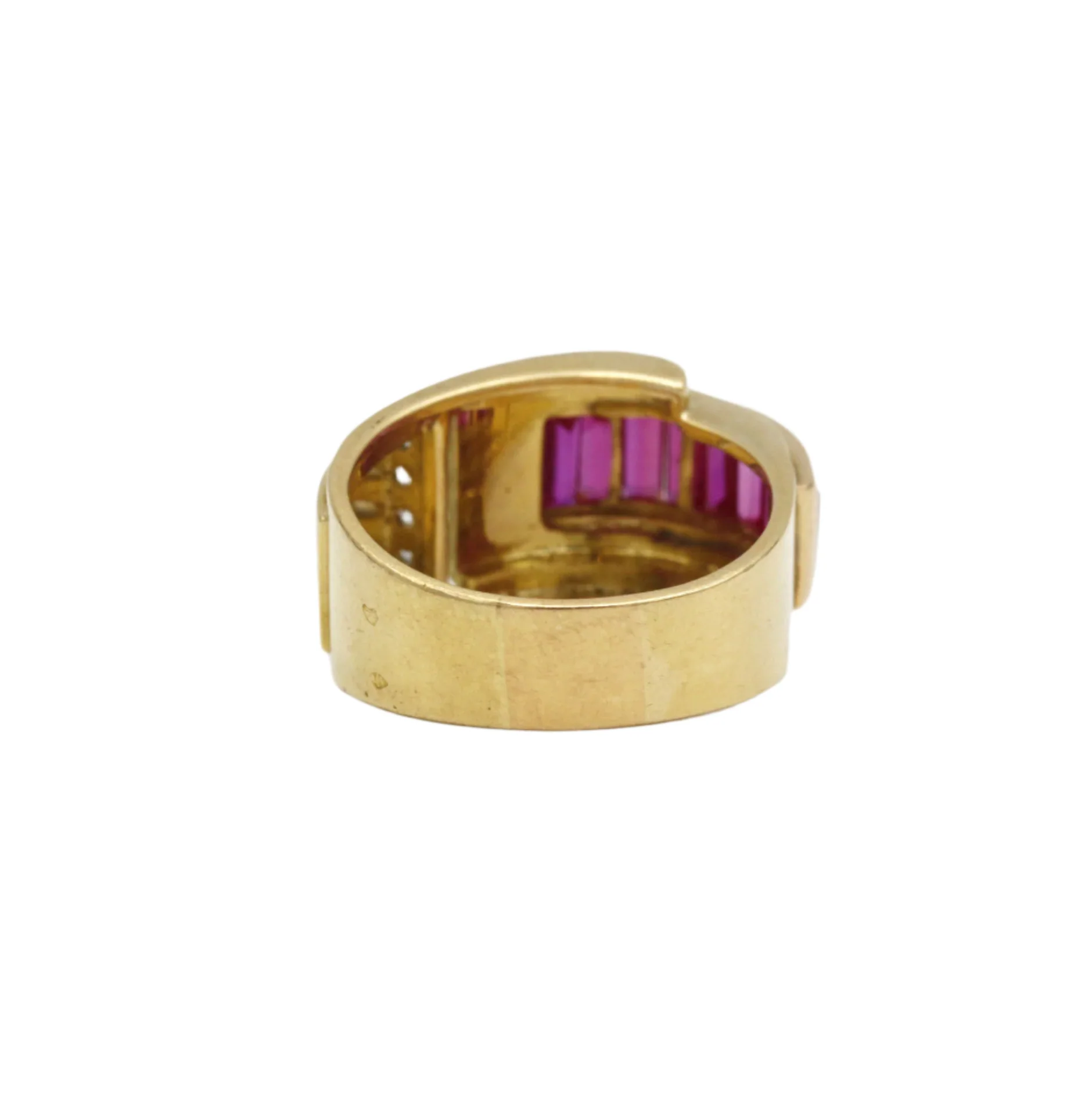 Bague Tank en or jaune, rubis et diamants - Image 3