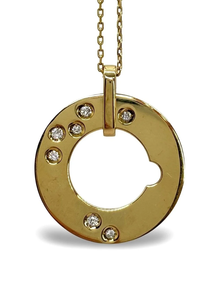 Collier Dinh Van modèle Cible or jaune et diamants 0,15 ct