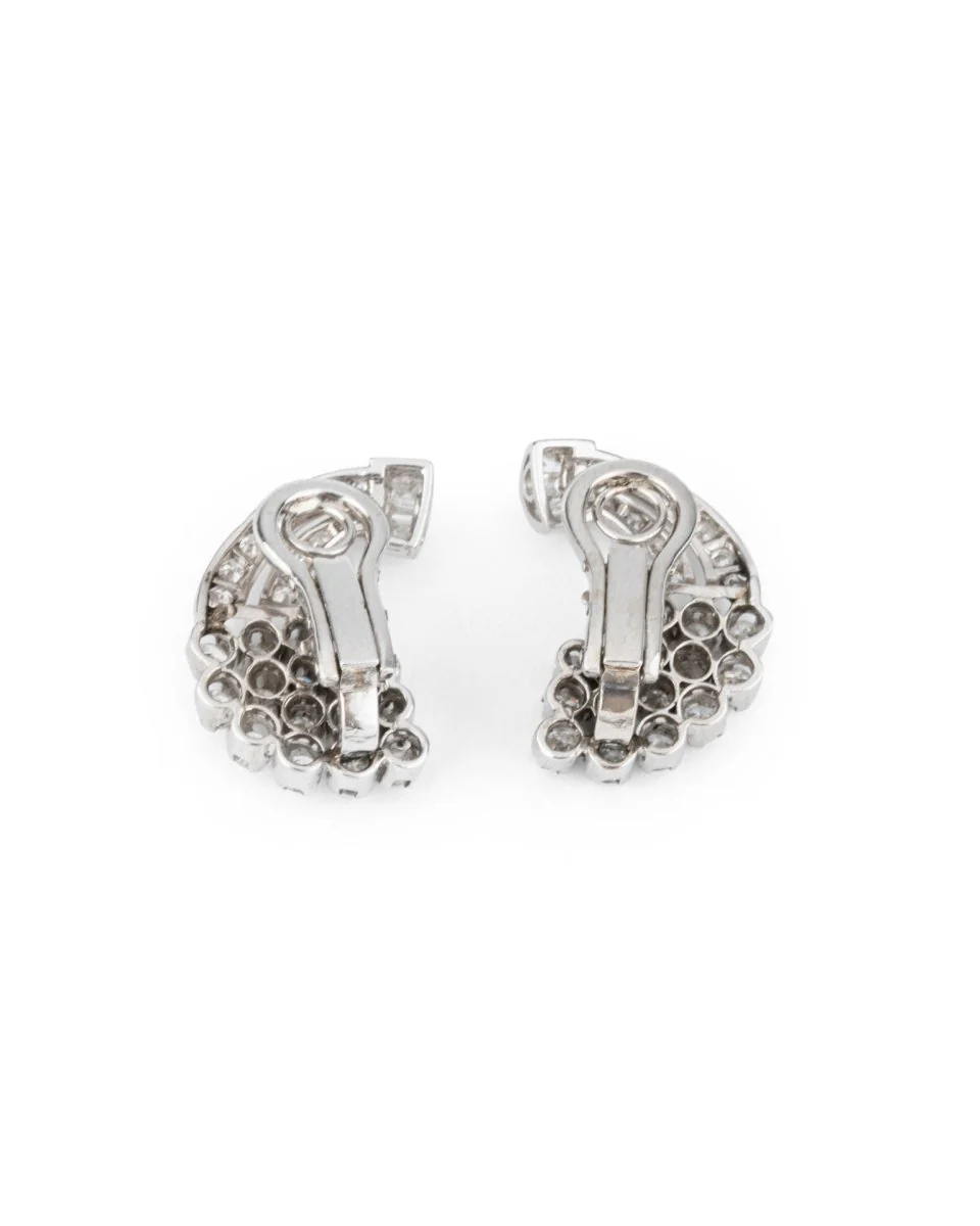 Boucles d'oreilles Clips Lune en platine et diamants - Image 4