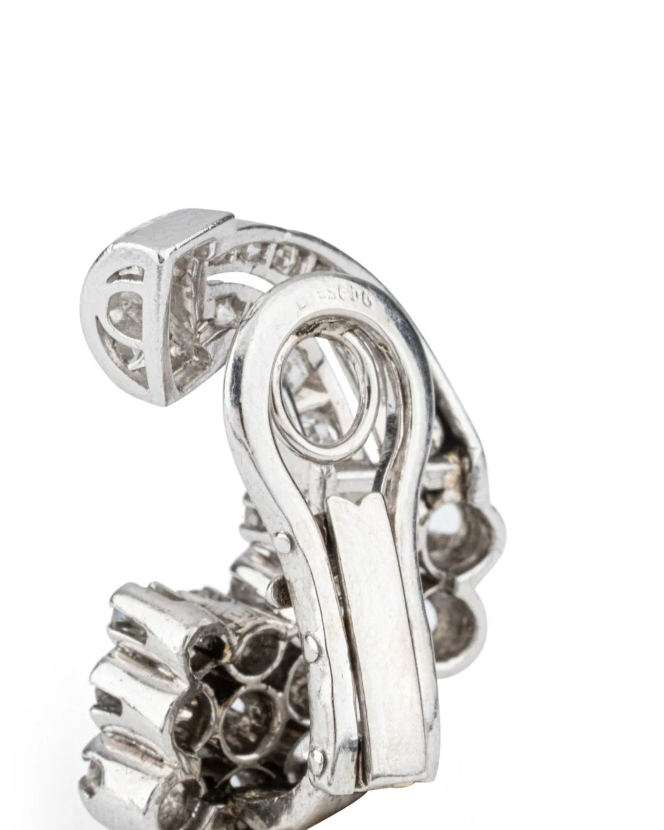 Boucles d'oreilles Clips Lune en platine et diamants - Image 6