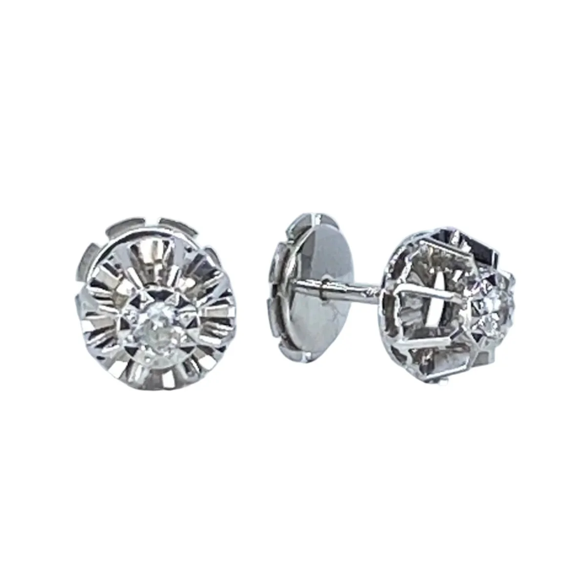 Boucles d'oreilles Puces en or blanc et diamants