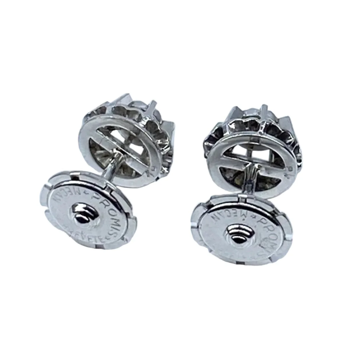 Boucles d'oreilles Puces en or blanc et diamants - Image 2
