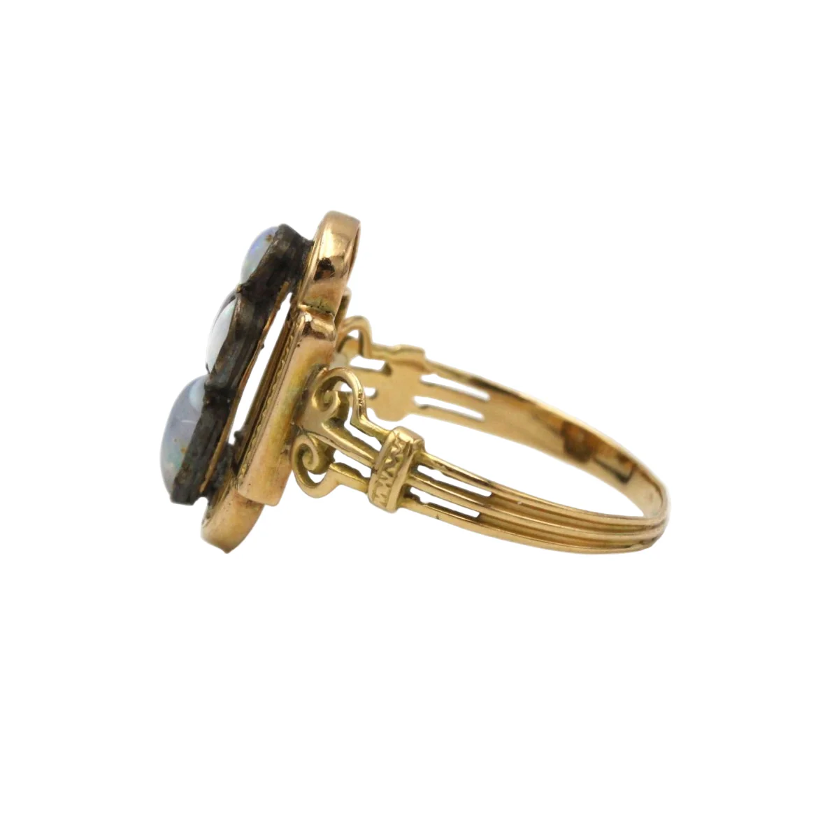 Bague Cocktail en or jaune, argent et opales - Image 3