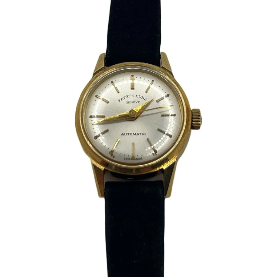 Montre FAVRE-LEUBA en or jaune, argent, acier et cuir