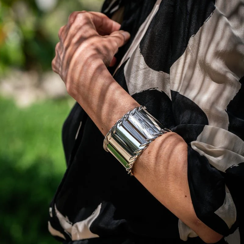 Bracelet Manchette HERMÈS en argent - Image 2