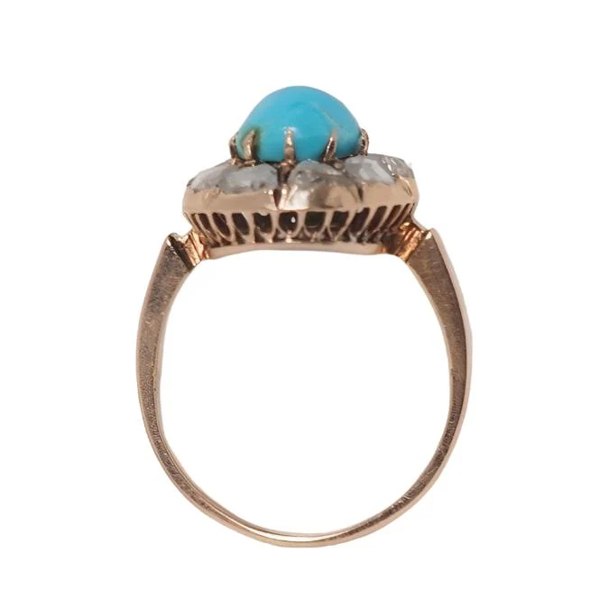 Bague Marguerite en or rose, turquoise et diamants - Image 5