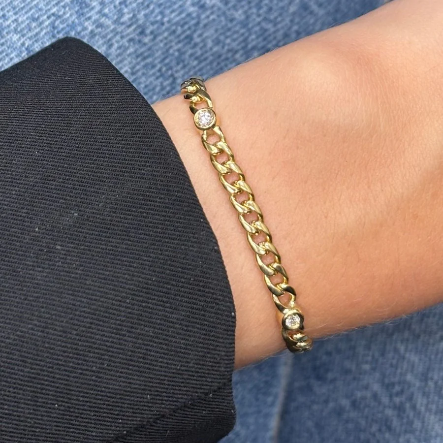 Bracelet Maille en or jaune et diamants - Image 2