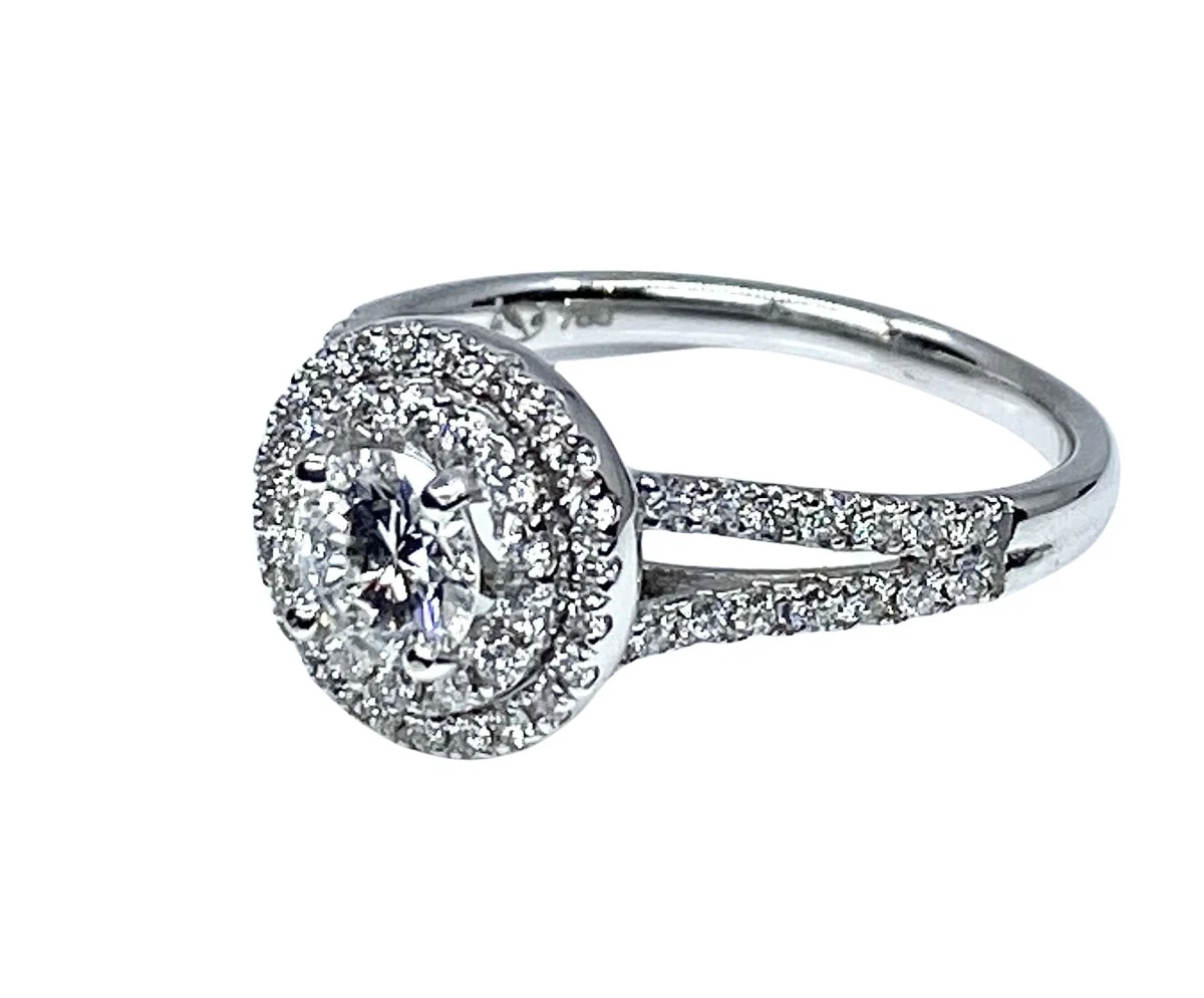 Bague en or blanc et diamant central - Image 3