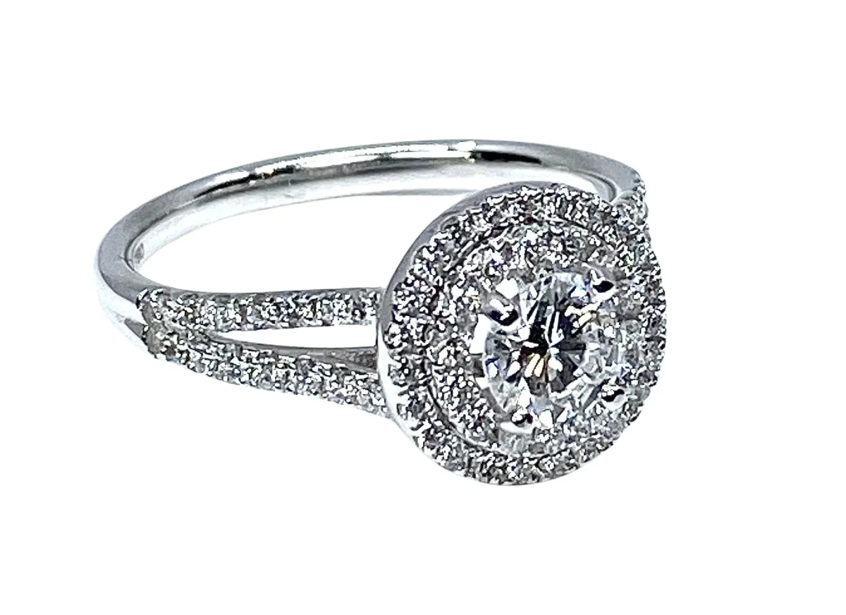 Bague en or blanc et diamant central - Image 4