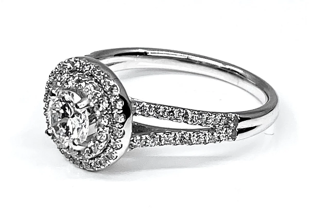 Bague en or blanc et diamant central - Image 6