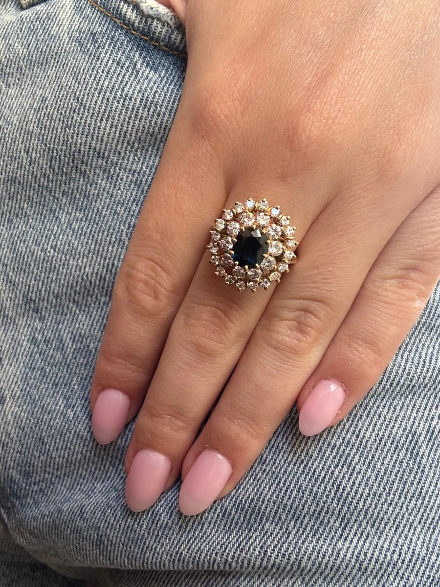 Bague - Or, saphir et diamants - Image 8