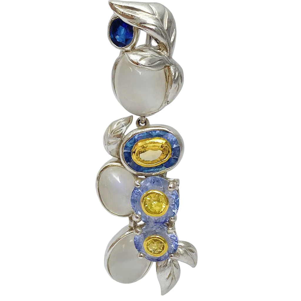 Boucles d'oreilles Clip en or blanc, or jaune et saphir - Image 2