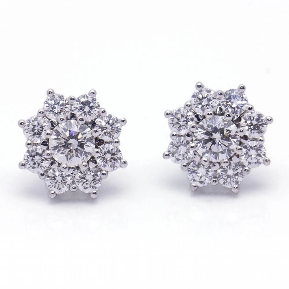 Boucles d'oreilles ROSETON en or blanc et diamants