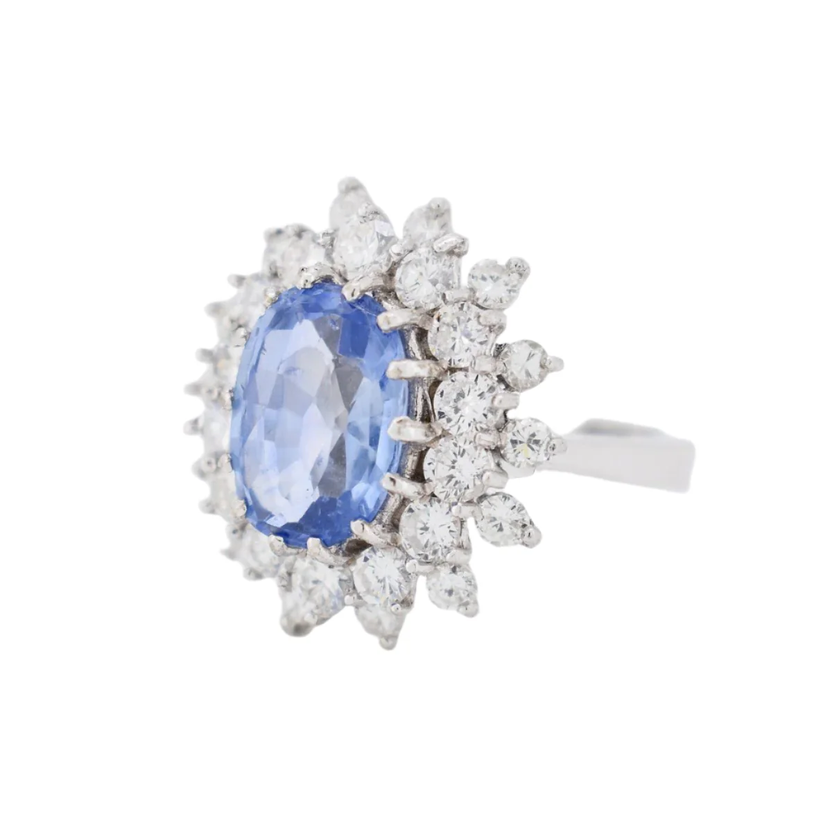 Bague Pompadour Saphir Ceylan 4,67 carats et Diamants - Image 4