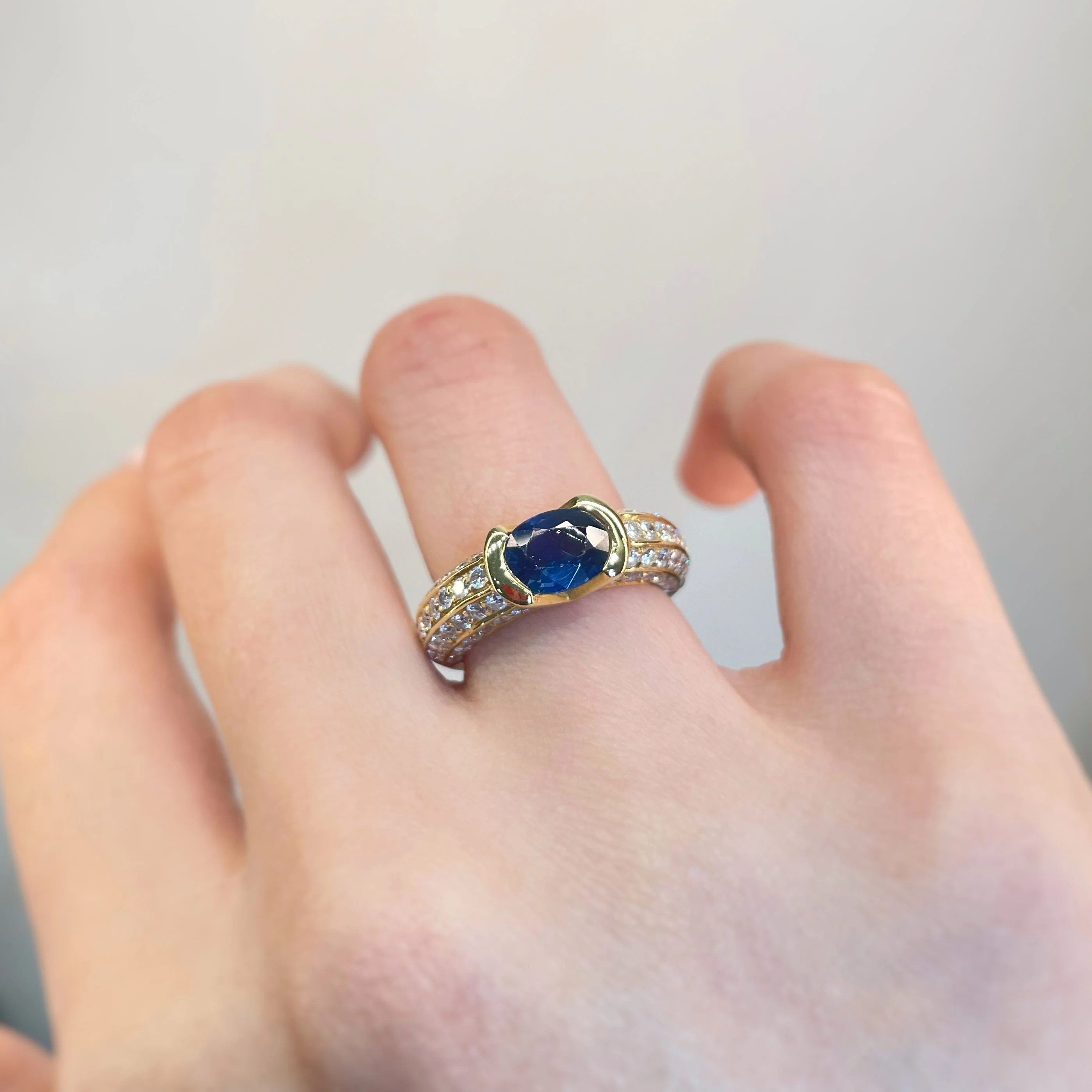 Bague - Or, diamants et Saphir - Image 4