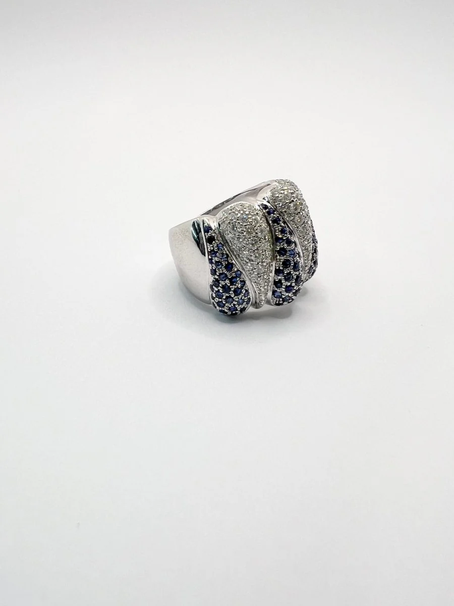 Bague en or 18 carats avec diamants et saphirs naturels, Giovannetti. - Image 2