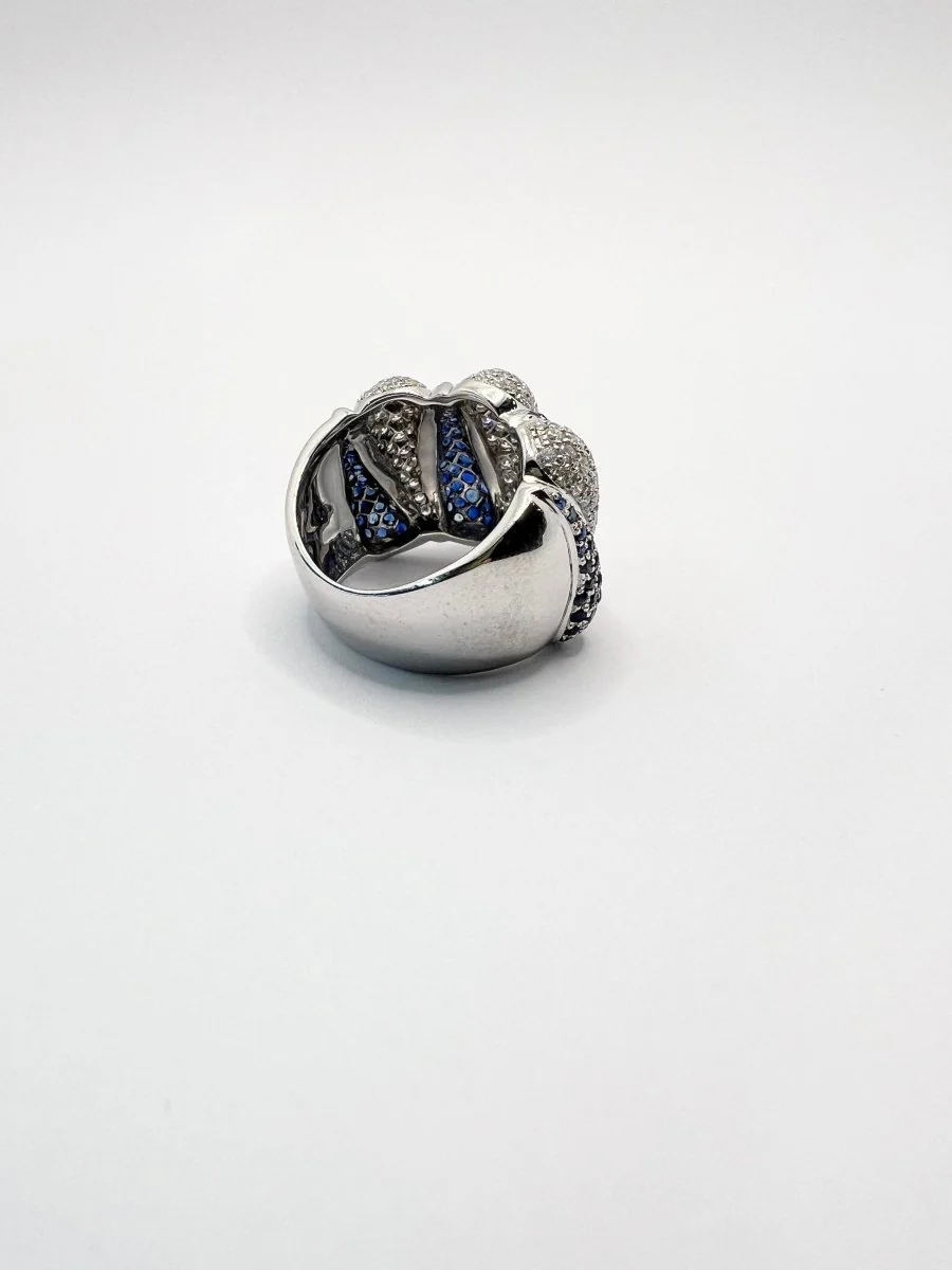 Bague en or 18 carats avec diamants et saphirs naturels, Giovannetti. - Image 5