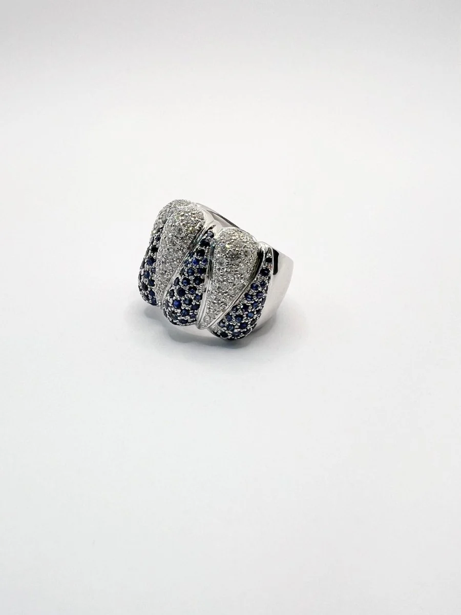 Bague en or 18 carats avec diamants et saphirs naturels, Giovannetti. - Image 6
