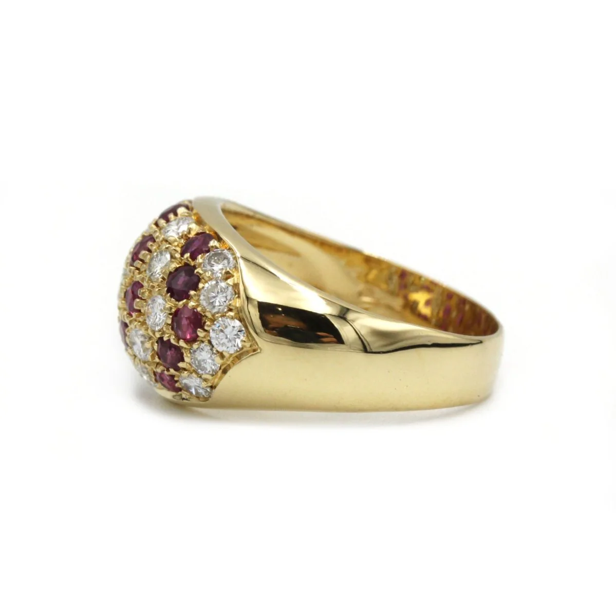 Bague bandeau or jaune 750 diamants et rubis - Image 3