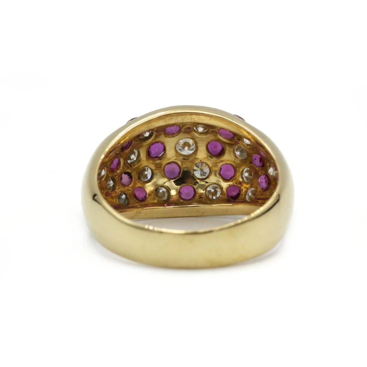 Bague bandeau or jaune 750 diamants et rubis - Image 4