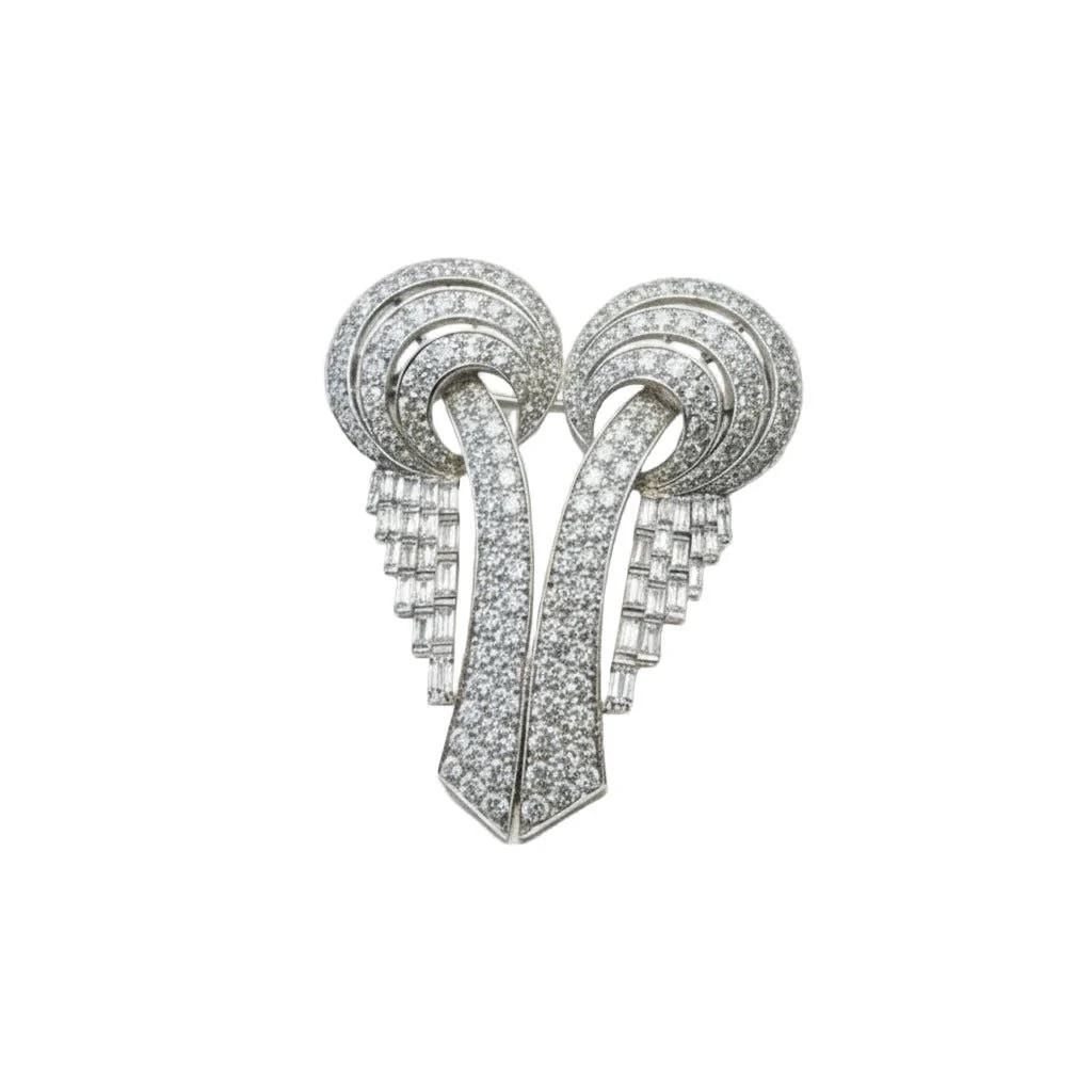 Broche Art Déco en platine et diamants – Pièce transformable