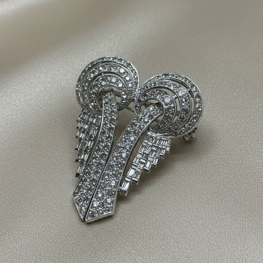 Broche Art Déco en platine et diamants – Pièce transformable - Image 3