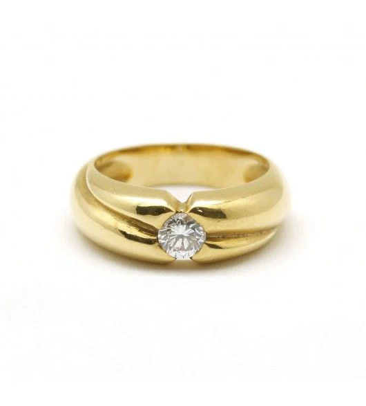 Bague Solitaire en or jaune et diamants